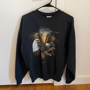 Black Vintage Find 13 Eagles crew neck sweatshirt Size Large